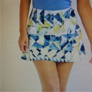 Sofibella 13 inch tennis skort-Geometric Blue and Yellow Print L